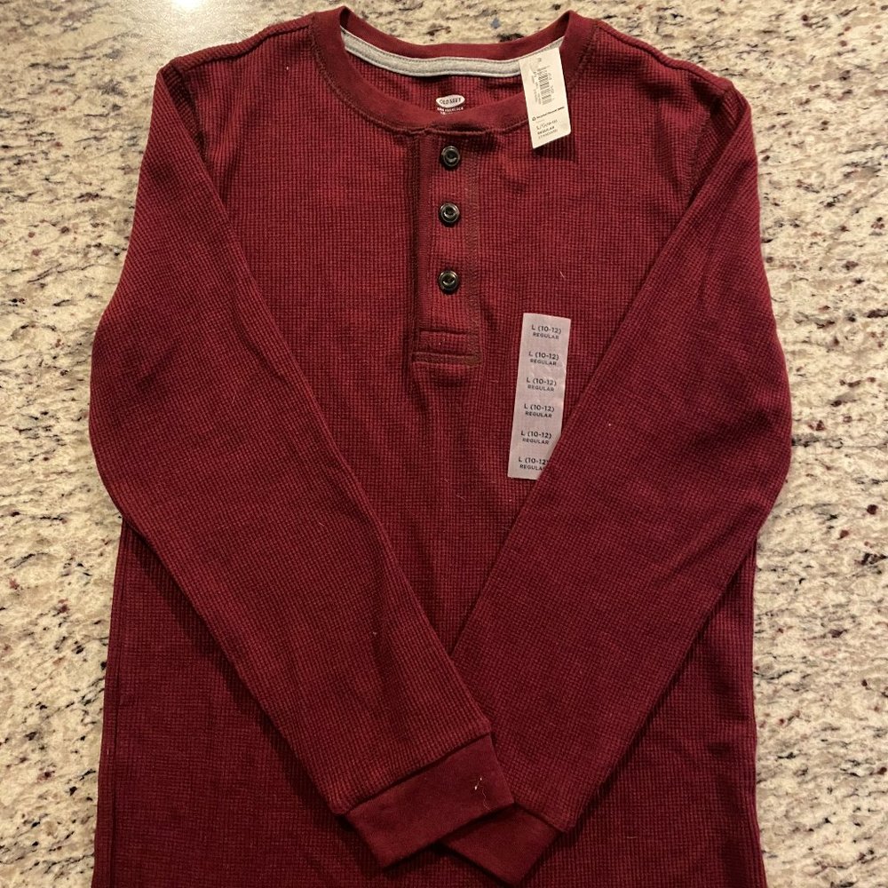 Old Navy Boys Waffle Long Sleeve Shirt Size 10-12